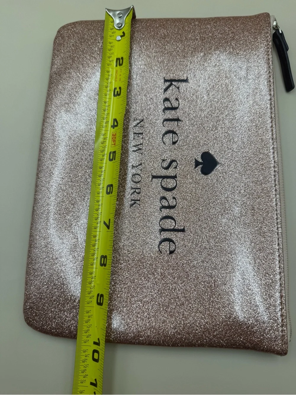 Kate Spade Holiday Drive Gia Rose Gold Glitter Pouch Clutch